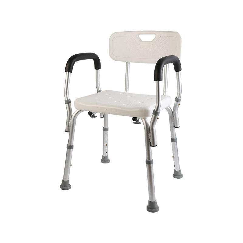 Chaise de tabouret de douche antidérapante pour personnes âgées handicapées en alliage d'aluminium avec bras et dossier